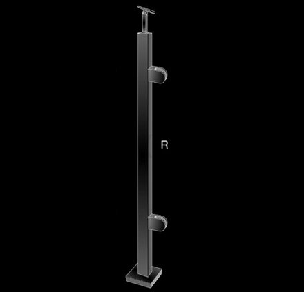 Formrohrpfosten 40 x 40 mm für Glas Bodenbefestigung einseitig Rechts