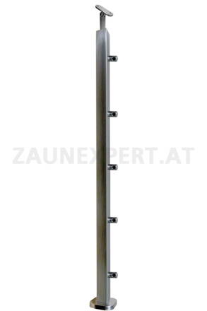 Pfosten Formrohr 40 x 40 x 2 mm mit 5 Querstabhaltern für 12 mm - Bodenmontage