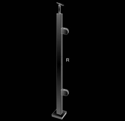 Formrohrpfosten 40 x 40 mm für Glas Bodenbefestigung einseitig Rechts